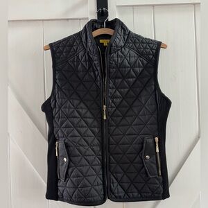 Daisy Quilted Black Vest with Gold Zippers